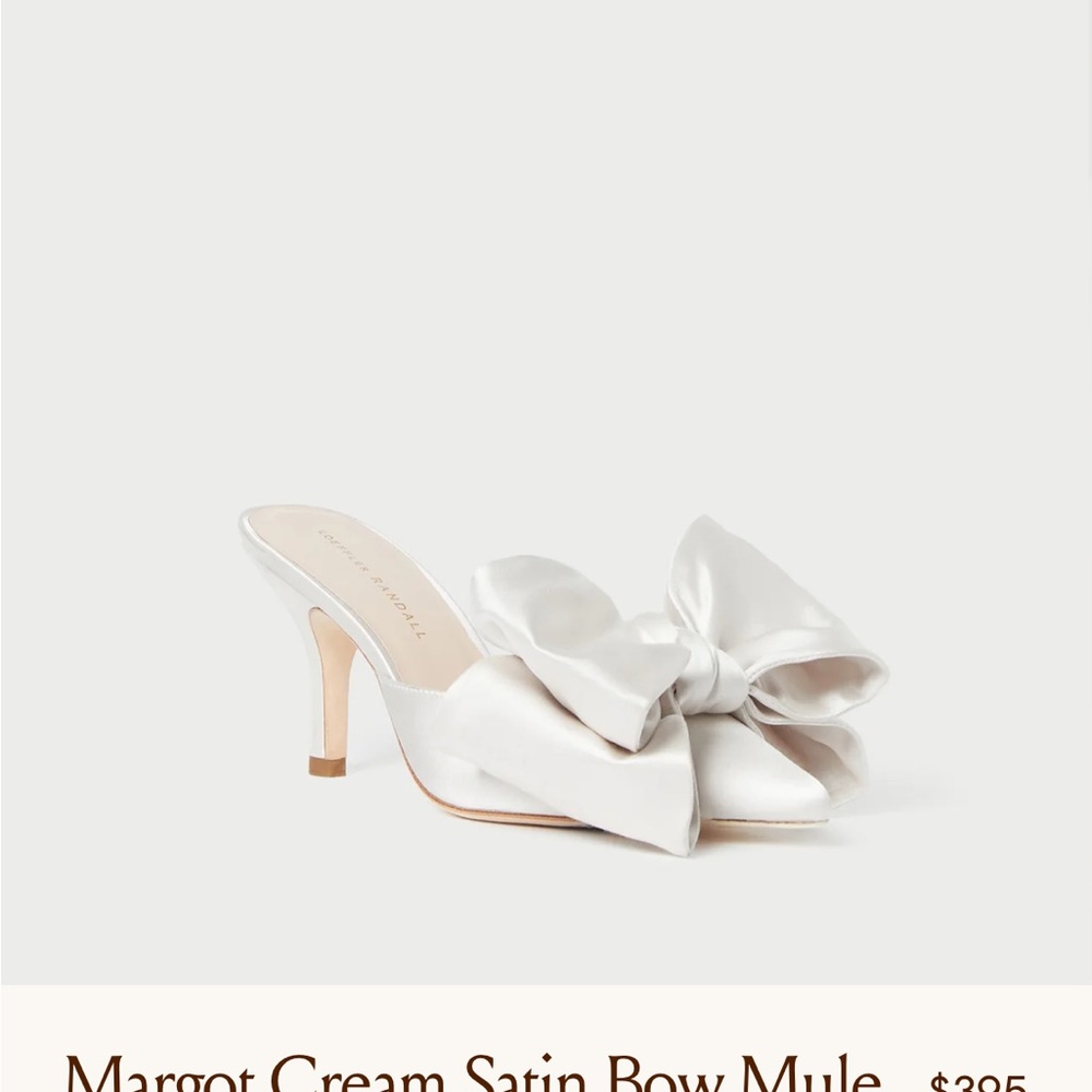 Loeffler Randall Margot Cream Satin Bow Mules